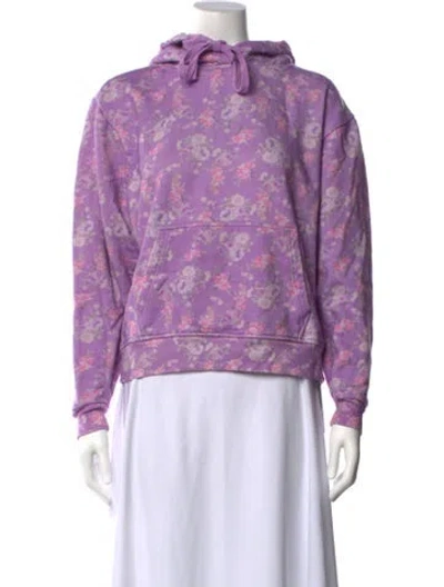 Pre-owned Loveshackfancy Floral Print Crew Neck Hoodie In Purple