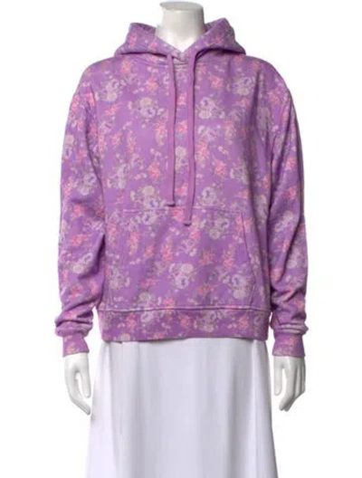 Pre-owned Loveshackfancy Floral Print Crew Neck Hoodie W/ Tags In Purple