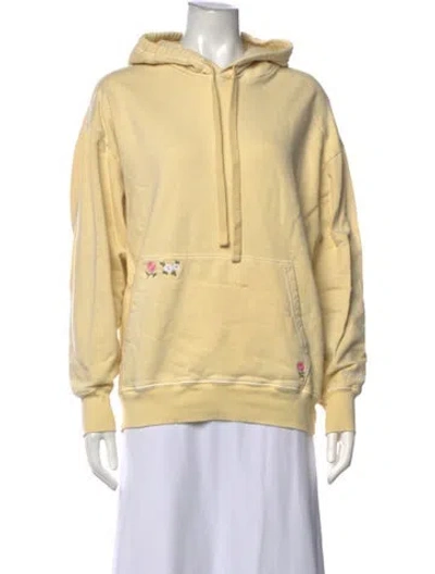 Pre-owned Loveshackfancy Floral Print Crew Neck Hoodie In Yellow