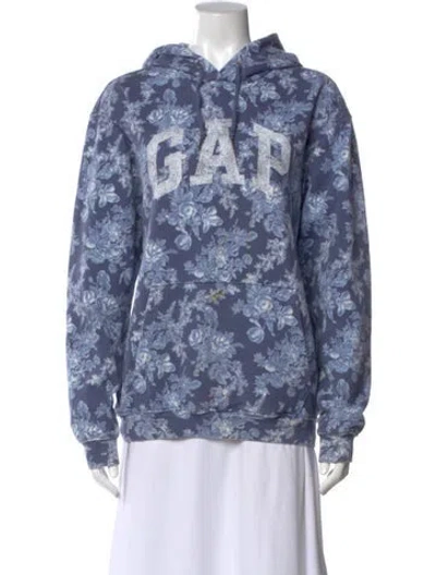 Pre-owned Loveshackfancy Floral Print Crew Neck Sweater In Blue
