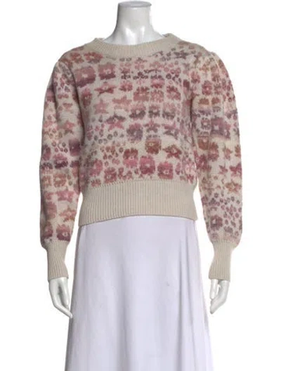 Pre-owned Loveshackfancy Floral Print Crew Neck Sweater In Multi