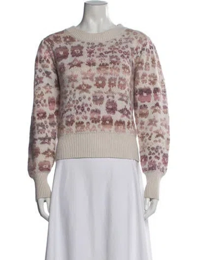 Pre-owned Loveshackfancy Floral Print Crew Neck Sweater In Multicolor