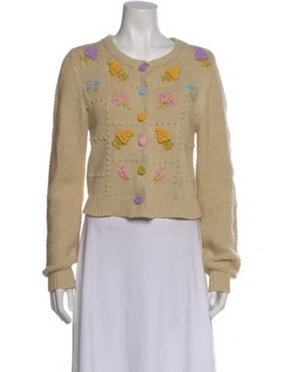 Pre-owned Loveshackfancy Floral Print Crew Neck Sweater In Neutral