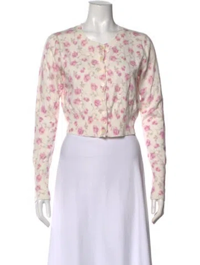 Pre-owned Loveshackfancy Floral Print Crew Neck Sweater In Neutral
