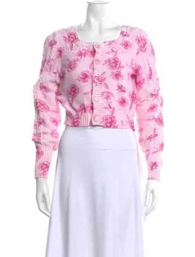 Pre-owned Loveshackfancy Floral Print Crew Neck Sweater In Pink