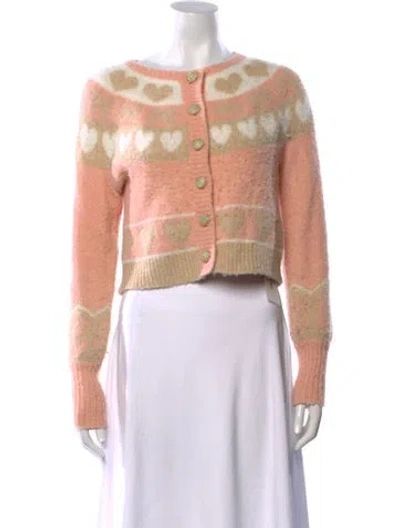 Pre-owned Loveshackfancy Floral Print Crew Neck Sweater In Pink