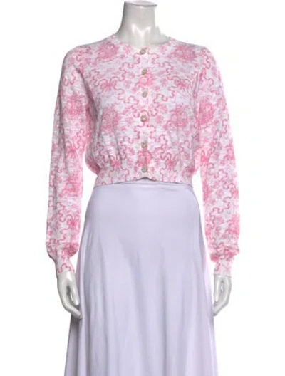 Pre-owned Loveshackfancy Floral Print Crew Neck Sweater In Pink
