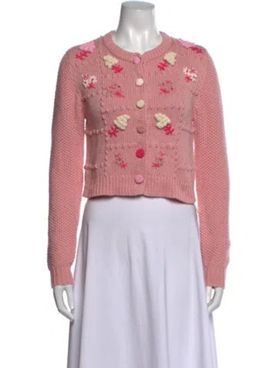 Pre-owned Loveshackfancy Floral Print Crew Neck Sweater In Pink