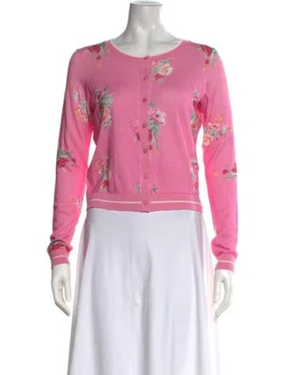 Pre-owned Loveshackfancy Floral Print Crew Neck Sweater W/ Tags In Pink