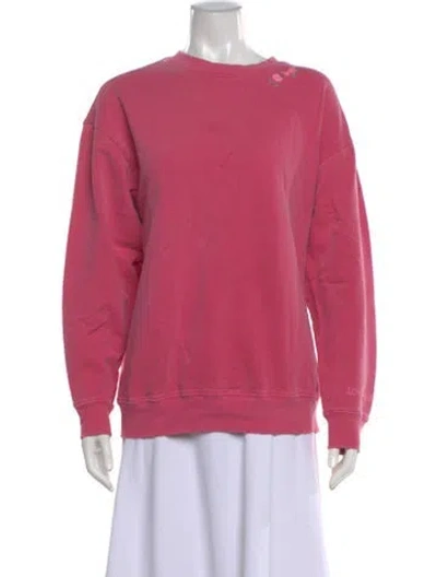 Pre-owned Loveshackfancy Floral Print Crew Neck Sweatshirt In Pink