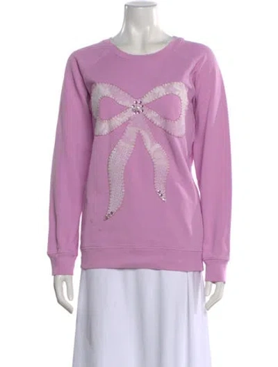 Pre-owned Loveshackfancy Floral Print Crew Neck Sweatshirt W/ Tags In Purple