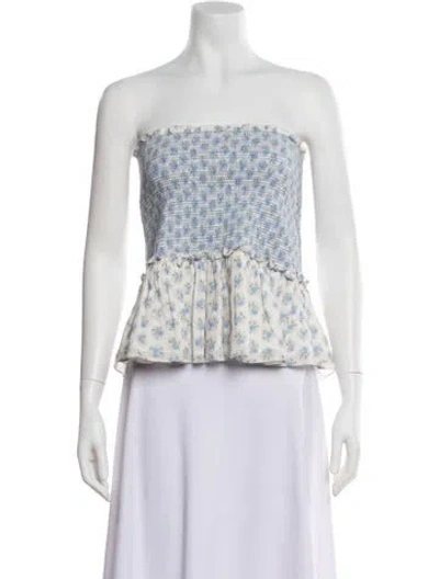 Pre-owned Loveshackfancy Floral Print Crew Neck Top In Multi