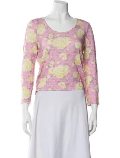 Pre-owned Loveshackfancy Floral Print Crew Neck Top In Pink