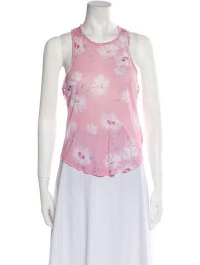 Pre-owned Loveshackfancy Floral Print Crew Neck Top In Pink