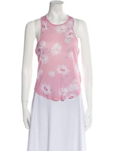 Pre-owned Loveshackfancy Floral Print Crew Neck Top In Pink