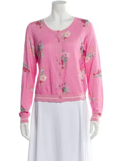 Pre-owned Loveshackfancy Floral Print Crew Neck Top W/ Tags In Pink
