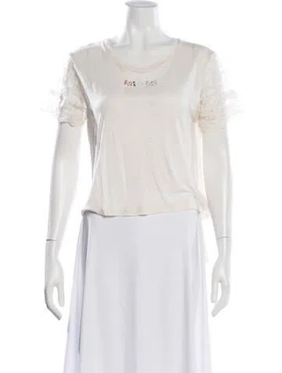 Pre-owned Loveshackfancy Floral Print Crew Neck T-shirt In Neutral