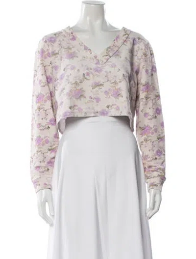 Pre-owned Loveshackfancy Floral Print Distressed Accents Pajamas In Purple