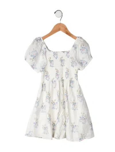 Pre-owned Loveshackfancy Kids' Floral Print Dress In White