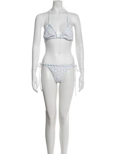 Pre-owned Loveshackfancy Floral Print Eyelet Trim Bikini W/ Tags In Purple