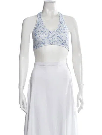 Pre-owned Loveshackfancy Floral Print Halterneck Sports Bra In Red