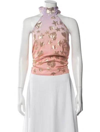 Pre-owned Loveshackfancy Floral Print Halterneck Top