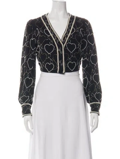 Pre-owned Loveshackfancy Floral Print Jacket In Black