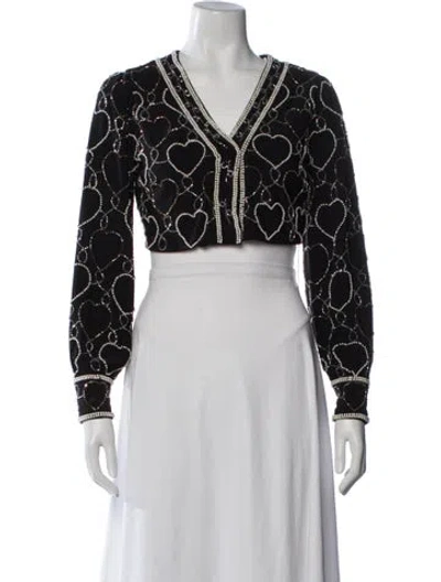 Pre-owned Loveshackfancy Floral Print Jacket In Black
