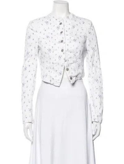 Pre-owned Loveshackfancy Floral Print Jacket In Blue