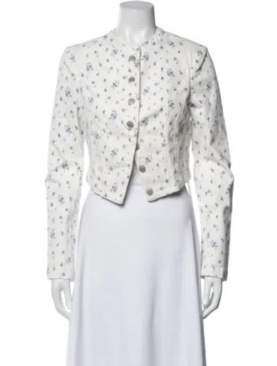 Pre-owned Loveshackfancy Floral Print Jacket In Blue
