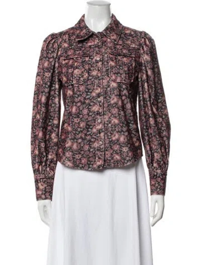 Pre-owned Loveshackfancy Floral Print Jacket In Pink