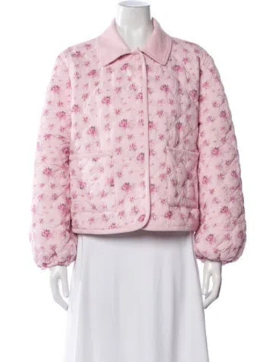 Pre-owned Loveshackfancy Floral Print Jacket In Pink