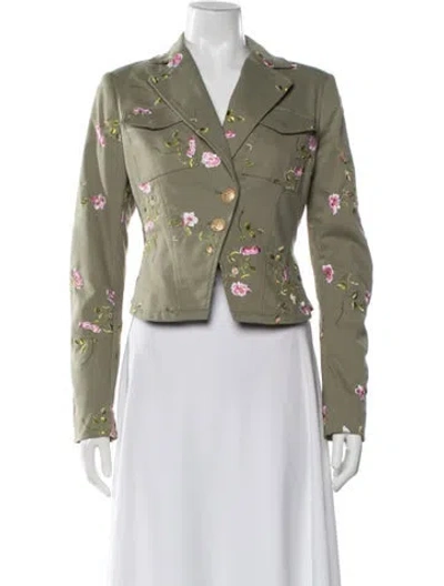 Pre-owned Loveshackfancy Floral Print Jacket W/ Tags In Green