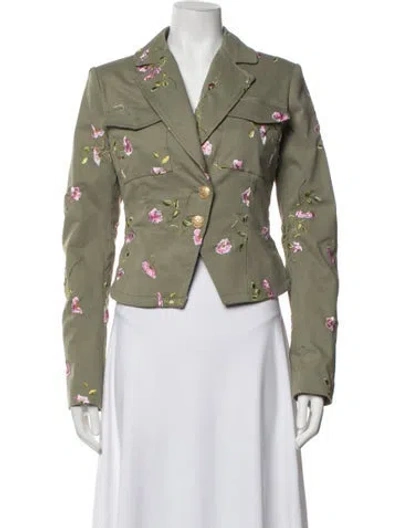 Pre-owned Loveshackfancy Floral Print Jacket W/ Tags In Green