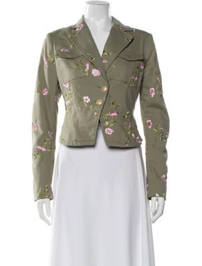 Pre-owned Loveshackfancy Floral Print Jacket W/ Tags In Green