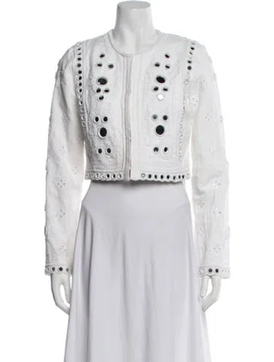 Pre-owned Loveshackfancy Floral Print Jacket In White