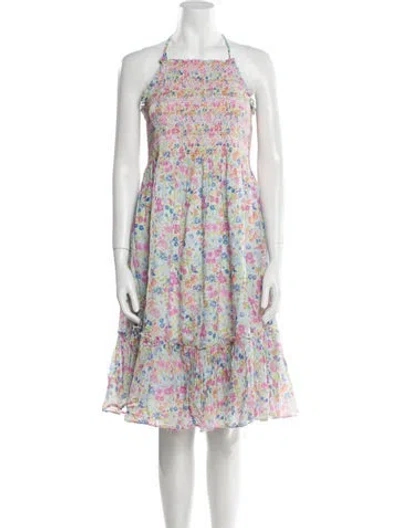 Pre-owned Loveshackfancy Floral Print Knee-length Dress In Blue
