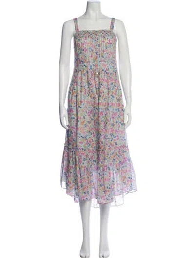 Pre-owned Loveshackfancy Floral Print Knee-length Dress In Blue