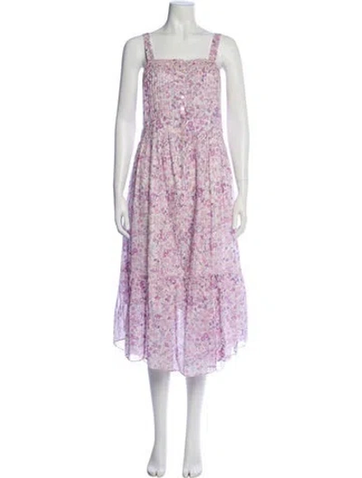 Pre-owned Loveshackfancy Floral Print Knee-length Dress In Purple