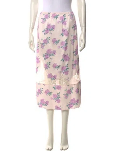 Pre-owned Loveshackfancy Floral Print Knee-length Skirt In Pink