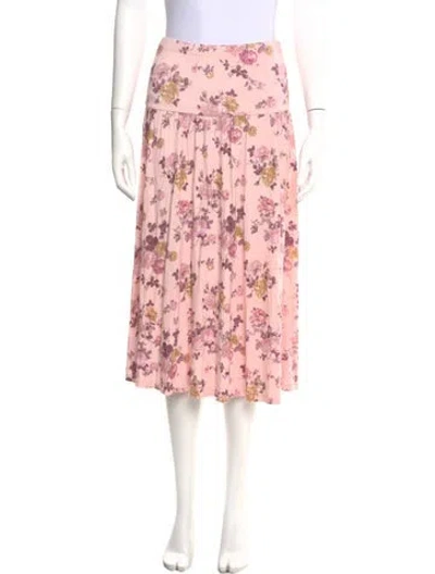 Pre-owned Loveshackfancy Floral Print Knee-length Skirt In Pink