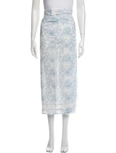 Pre-owned Loveshackfancy Floral Print Lace Trim Embellishment Cover-up W/ Tags In Blue