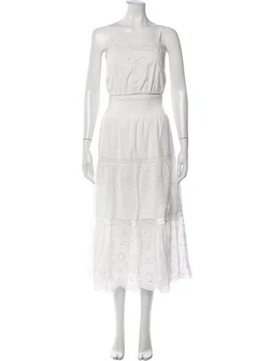 Pre-owned Loveshackfancy Floral Print Lace Trim Embellishment Skirt Set In White