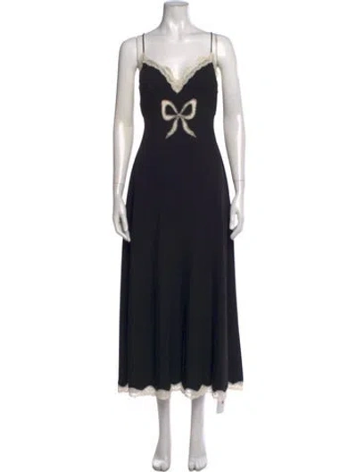 Pre-owned Loveshackfancy Floral Print Long Dress In Black