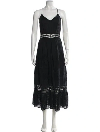 Pre-owned Loveshackfancy Floral Print Long Dress In Black