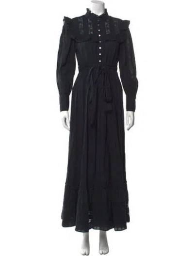 Pre-owned Loveshackfancy Floral Print Long Dress In Black