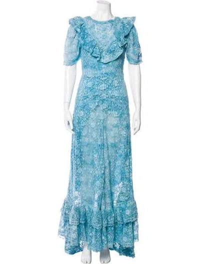 Pre-owned Loveshackfancy Floral Print Long Dress In Blue