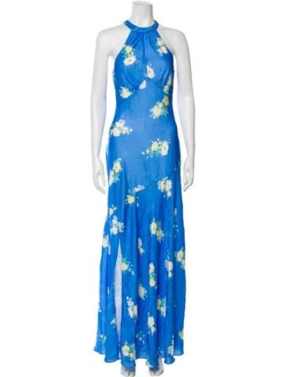 Pre-owned Loveshackfancy Floral Print Long Dress In Blue