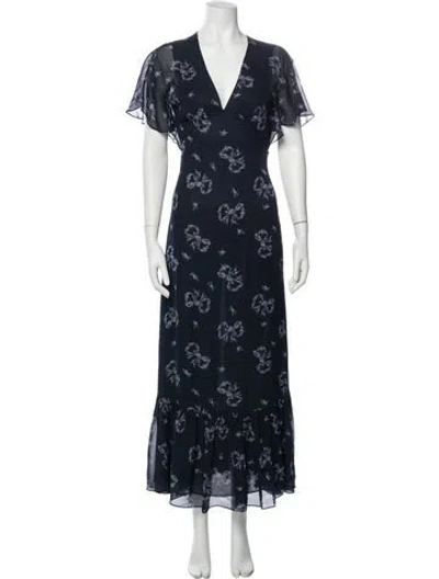 Pre-owned Loveshackfancy Floral Print Long Dress In Blue