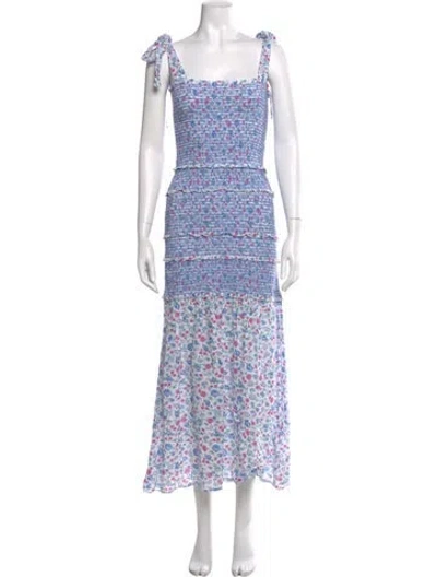 Pre-owned Loveshackfancy Floral Print Long Dress In Blue